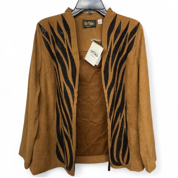Bob Mackie Wearable Art Faux Suede Front-Zip Jacket with Sequin Detail - Picture 5 of 8